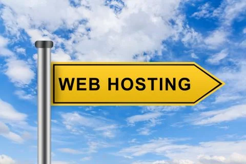 Yellow road sign with web hosting words 库存插图