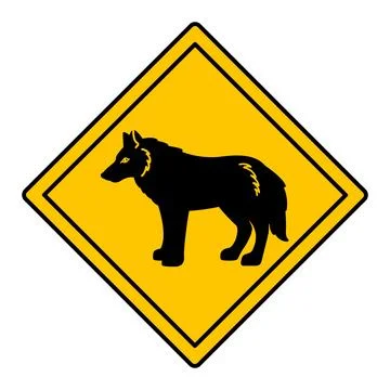 Yellow Road Sign Wolf. Vector Icon. Road Sign Warning about Crossing the Ro.. Stock Illustration