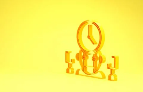 Yellow Robot and digital time manager icon isolated on yellow background. Tim Stock Illustration