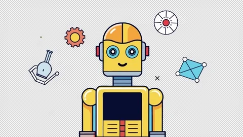 Yellow robot. Animation of a yellow robot. Cartoon Stock Footage 319763985