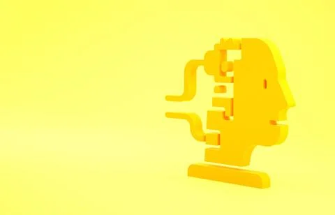 Yellow Robot connected for maintenance icon isolated on yellow background. Ar Illustrazione stock