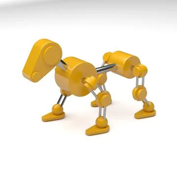 Yellow robot dog with rig. 3D model. 3D Model