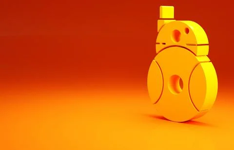 Yellow Robot icon isolated on orange background. Minimalism concept. 3d illus Stock Illustration