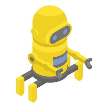 Yellow robot icon, isometric style 스톡 일러스트