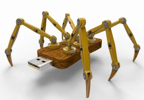 Yellow Robot USB Flash Spider Stock Illustration
