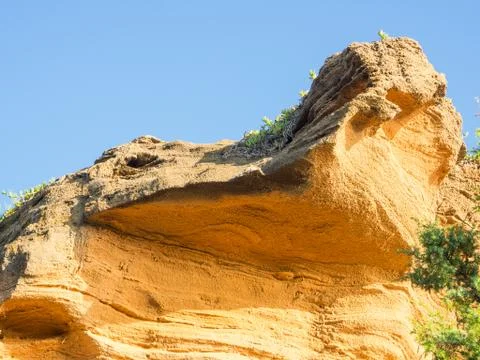 Yellow rock sediments Stock Photos