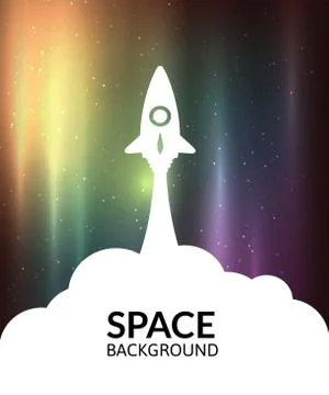 Yellow rocket and white cloud, icon in flat style, vector illustration Illustrazione stock