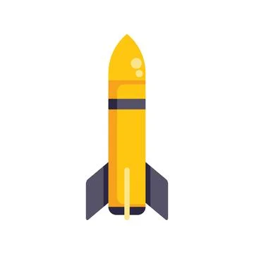 Yellow rocket prepared for space travel taking off Stock Illustration