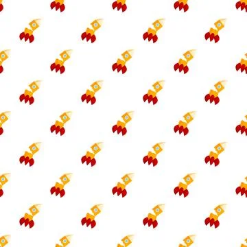 Yellow rockets flying seamless pattern on white background 스톡 일러스트