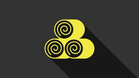 Yellow Roll of hay icon isolated on grey background. 4K Video motion graphic Video stock 155138299