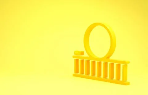 Yellow Roller coaster icon isolated on yellow background. Amusement park. Chi 스톡 일러스트