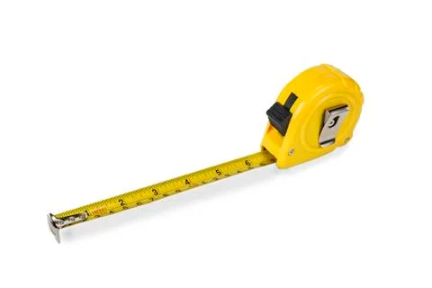 Yellow rolling meter on the white background Stock Photos