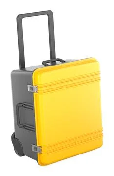 Yellow rolling tool box with wheels, 3D rendering Ilustração Stock