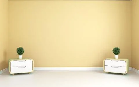 Yellow room - Beautiful room, Empty room , Modern bright interior. 3D renderi Stock Illustration