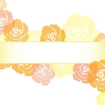 Yellow roses background with banner vector design Stock Illustration