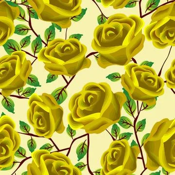 Yellow roses pattern Seamless background design with stylized yellow roses... Foto stock