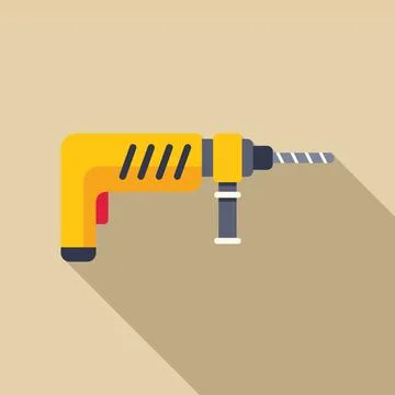 Yellow rotary hammer drill for construction works illustrative icon Stock Illustration