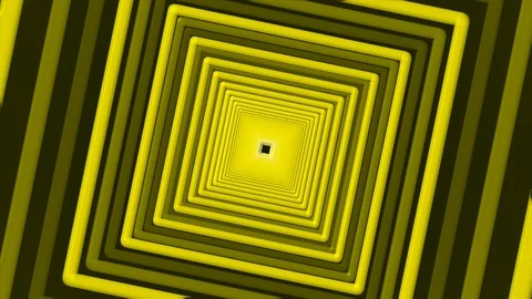 Yellow Rotating Square Tunnel Video stock 99880229