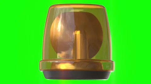 Yellow rotating warning light 3d green background Видео 317323251