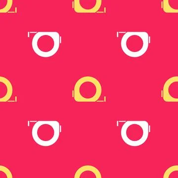 Yellow Roulette construction icon isolated seamless pattern on red background Stock Illustration