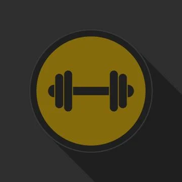 Yellow round button with black dumbbell icon Stock Illustration