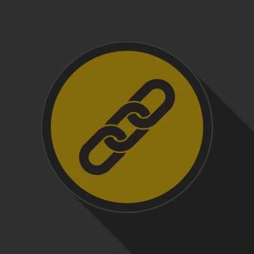 Yellow round button with black hanging chain icon Stock Illustration