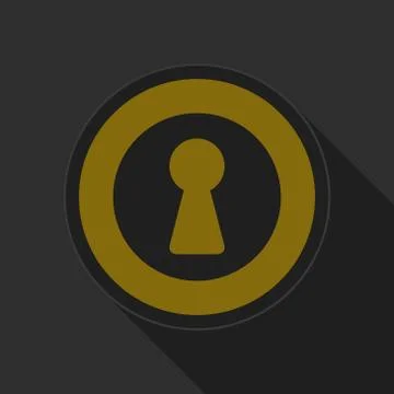 Yellow round button with black keyhole icon Stock Illustration