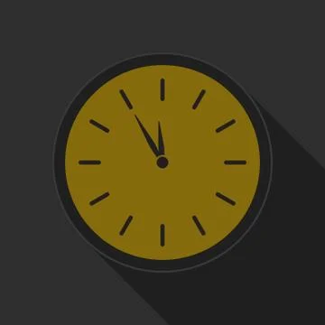 Yellow round button - black last minute clock icon Stock Illustration