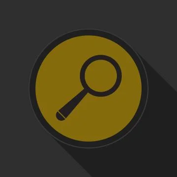 Yellow round button with black magnifier icon Stock Illustration