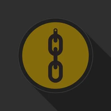 Yellow round button - hanging chain with hole icon Stock Illustration