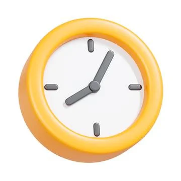 Yellow Round Clock Angled View Stock Illustration