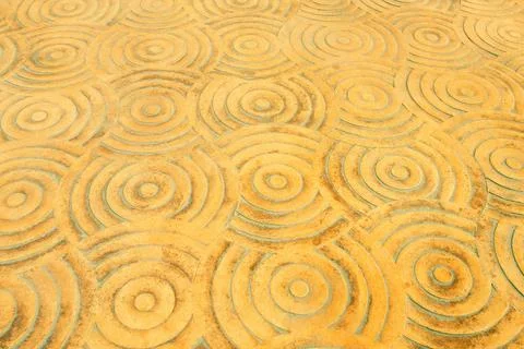 Yellow round floor pattern background Stock Photos