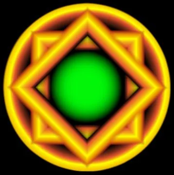 Yellow round icon on a black background. イラスト素材