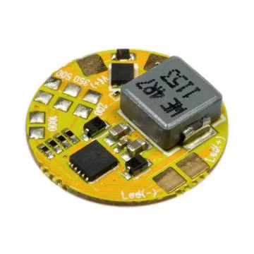 Yellow round led driver PCB board with inductance coil and surface mount comp Stock Photos