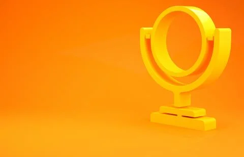 Yellow Round makeup mirror icon isolated on orange background. Minimalism con Stock Illustration