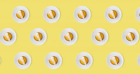 Yellow round pastry pattern Stock Footage 137346205