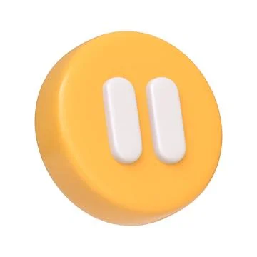 Yellow round pause button isolated on white background 스톡 일러스트