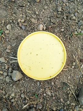 Yellow Round Plastic Container Lid Stock Photos