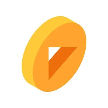 Yellow round play button isometric 3d icon Stock Illustration