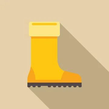 Yellow rubber boot with cuff for working on a construction site Stock Illustration