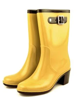 Yellow rubber boots Stock Photos