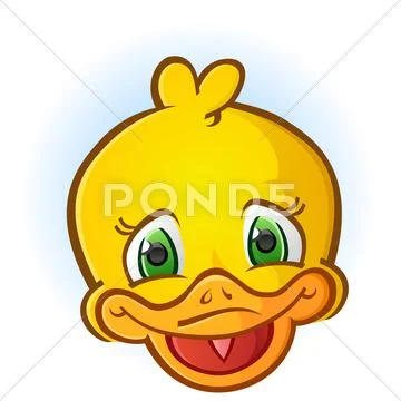 Yellow Rubber Duck Face Cartoon Stock Illustration