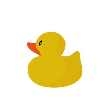 Yellow rubber duck flat icon isolated on white background. Stock Illustration