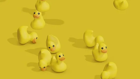 Yellow rubber ducks falling from the top 3d rendered video animation Stock Footage 301903174