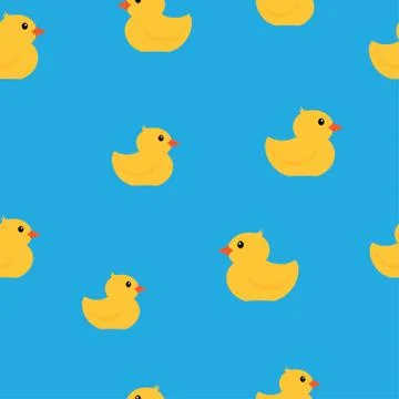 Yellow rubber ducks seamless pattern. Stock Illustration