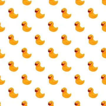 Yellow rubber ducks seamless pattern repeating background 库存插图