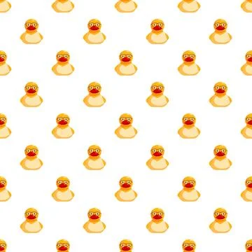 Yellow rubber ducks wearing glasses seamless pattern Stock Illustration