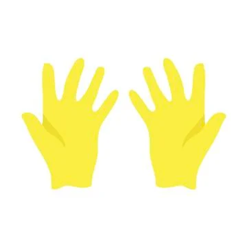 Yellow rubber gloves for cleaning. Vector illustration EPS 10 in trendy flat Stock Illustration