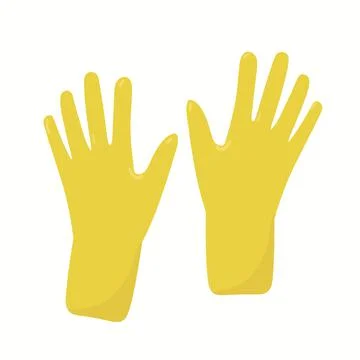 Yellow rubber gloves for cleaning. Vector glove in flat design for, housework Stock Illustration