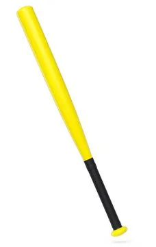Yellow rubber professional softball or baseball bat isolated on white backgro Stock Illustration